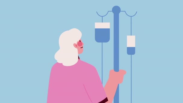Больная Женщина Аптечкой Видео Анимировано — стоковое видео