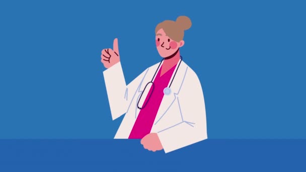 Feminino Profissional Médico Personagem Animação Vídeo Animado — Vídeo de Stock