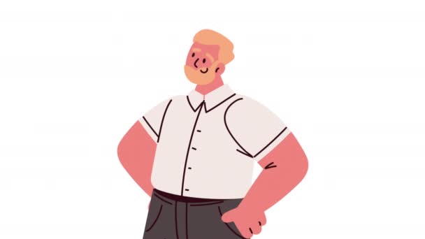 Blond Elegant Geschäftsmann Charakter Animation Video Animiert — Stockvideo
