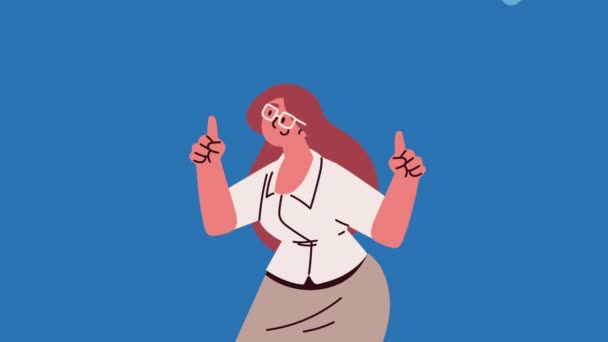 Elegante Geschäftsfrau Mit Zahnrädern Animation Video Animiert — Stockvideo