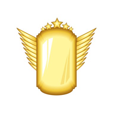 Altın rozet vektör simgesi izole edildi