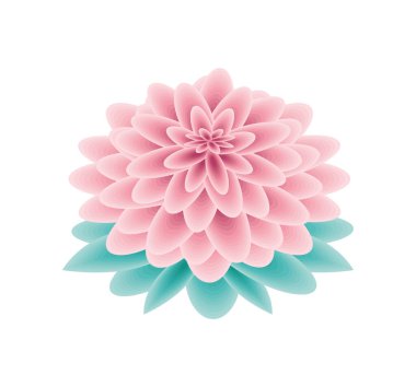 pembe çiçek ve yaprak simgesi izole