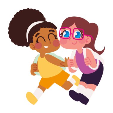 Okul çantalı kızlar.