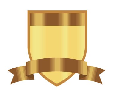 Altın kalkan ve kurdele simgesi izole edildi