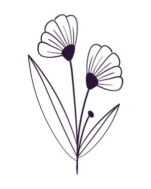 karalama çiçeği ve yaprak simgesi izole