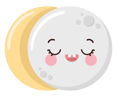 Sevimli ay karakteri simgesi izole edildi