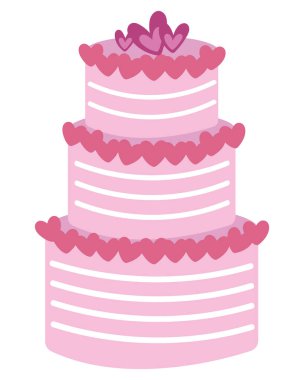 Pembe Pasta Sevgililer Günü simgesi izole