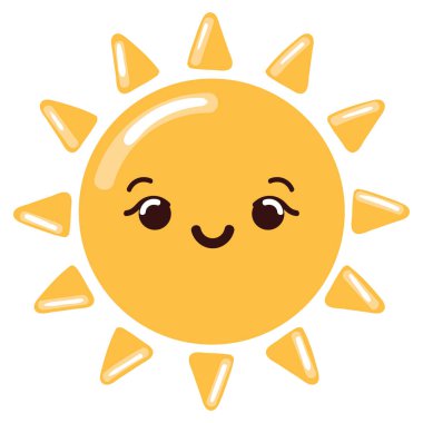 şirin güneş karakteri simgesi izole edildi