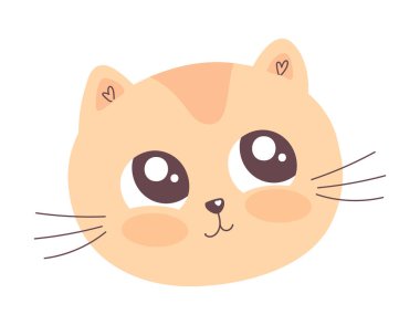 Kedi yüzü sevimli hayvan simgesi izole