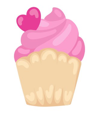 cupcake Sevgililer Günü ikonu izole edildi