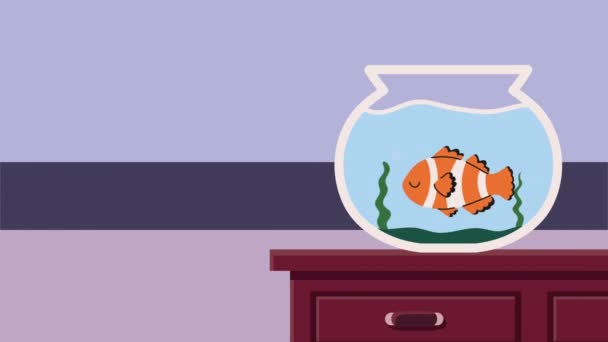 Ładny Kot Ryby Znaków Animacji Wideo Animowane — Wideo stockowe