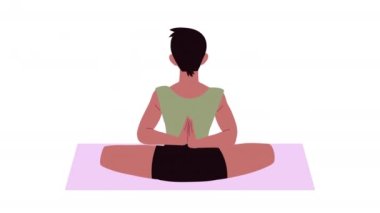 Nilüfer pozisyonunda yoga yapan kadın, 4k video animasyonu