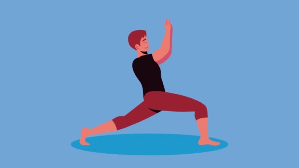 Man Practicing Yoga Character Animation Video Animated — Vídeo de Stock
