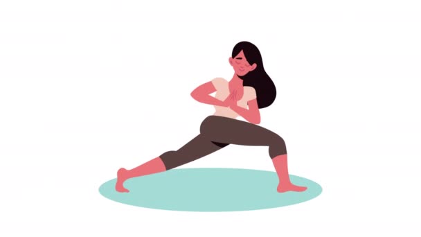 Young Woman Practicing Yoga Character Animation Video Animated — Vídeo de Stock
