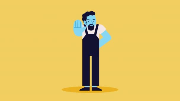 Εργαζόμενος Άνθρωπος Διακοπή Animation Σήμα Βίντεο Κινούμενα — Αρχείο Βίντεο