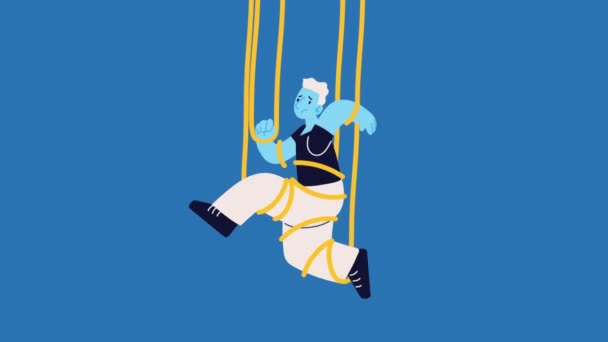 Worker Man Tangled Wires Animation Video Animated — Vídeo de stock