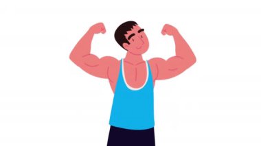 güçlü atletik erkek karakter animasyonu, 4k video animasyonu
