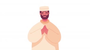 Müslüman adam dua eden karakter animasyonu, 4k video animasyonu
