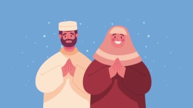Müslüman kültürü çift karakterleri animasyon, 4k video animasyonu