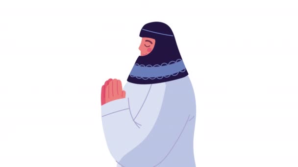 Muslimische Kultur Frau Charakter Animation Video Animiert — Stockvideo