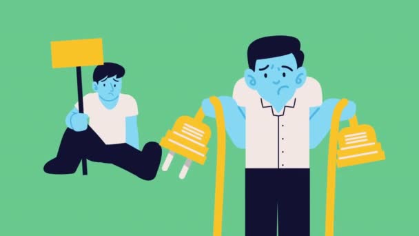 Manliga Arbetare Med Tråd Animation Video Animerad — Stockvideo