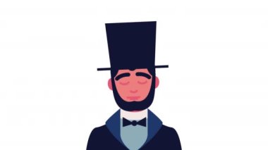 abraham lincoln president character animation ,4k video animated