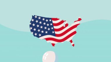 usa flag in map animation ,4k video animated