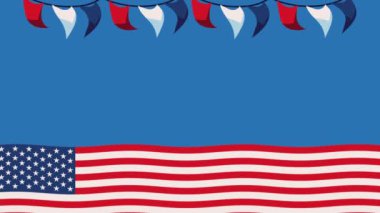 usa flag with balloons helium animation ,4k video animated