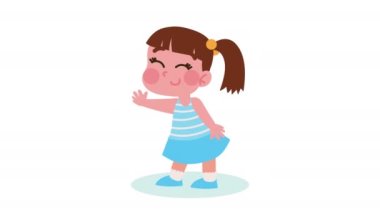 Küçük kız karakter animasyonunu kurtarıyor, 4k video animasyonu