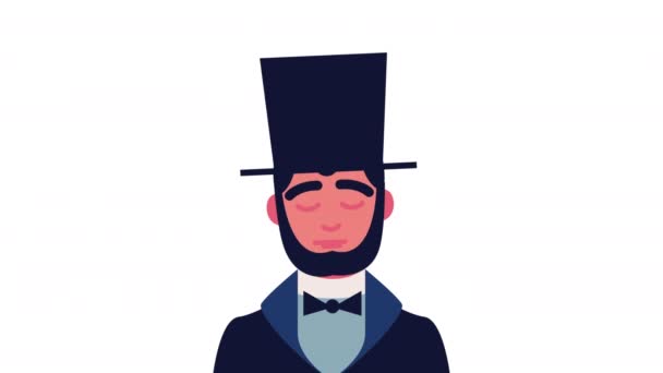Abraham Lincoln President Character Animation Video Animated — Vídeo de Stock