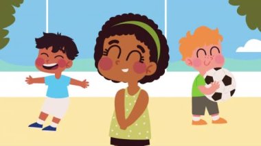 three little kids characters animation ,4k video animated