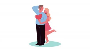 interracial lovers couple characters animation ,4k video animated