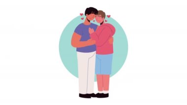 gay lovers couple characters animation ,4k video animated