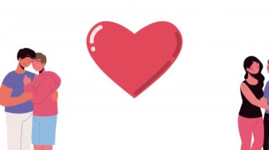 lgtbi lovers couples with heart ,4k video animated