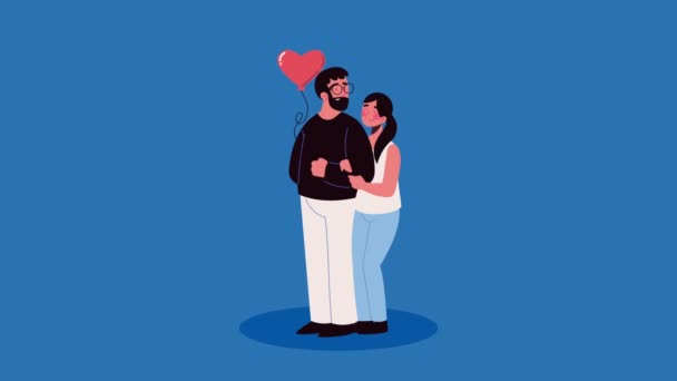 Young Lovers Couple Characters Animation Video Animated — Stock Video