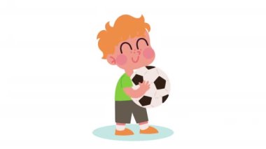little boy with soccer balloon animation ,4k video animated