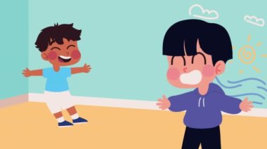 two little boys characters animation ,4k video animated