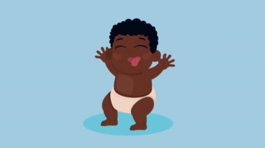 afro little baby character animation ,4k video animated