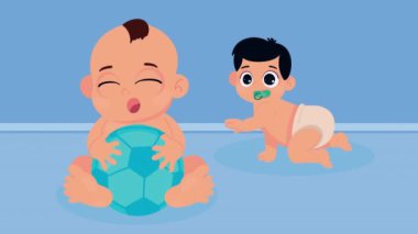 cute little babies boys characters animation ,4k video animated
