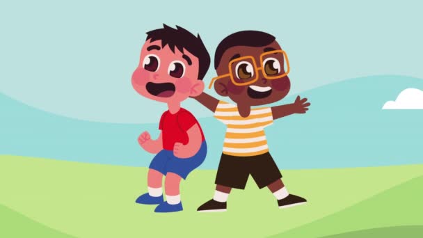Různé Malé Děti Kempu Video Animované — Stock video