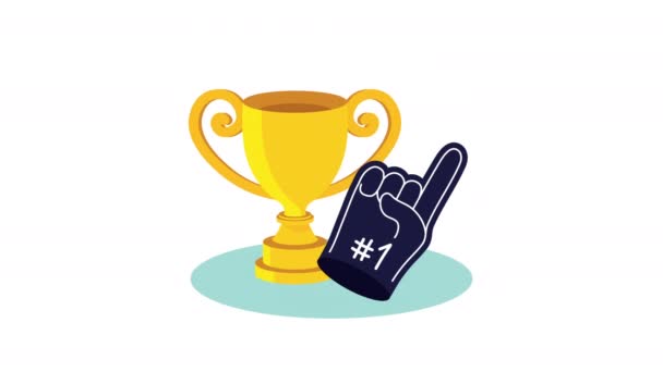 Number One Sport Glove Trophy Video Animated — Wideo stockowe