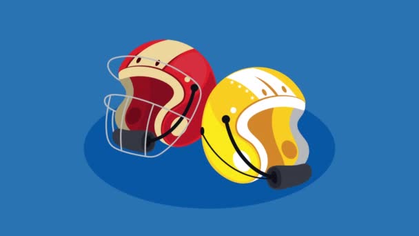 American Football Helmets Equipment Animation Video Animated — Vídeos de Stock