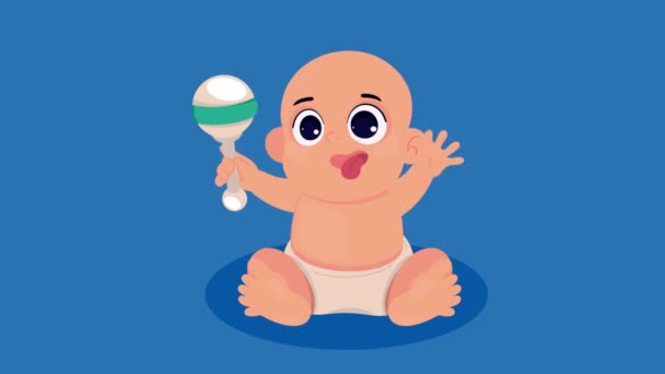 Cute Little Baby Boy Maraca Animation Video Animated — Stockvideo