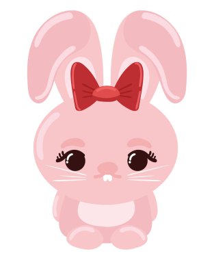 cute bunny with bow easter icon