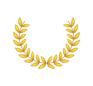 golden emblem award laurel white background