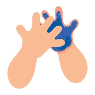 hands blue paint down syndrome icon