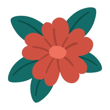 red flower and leaf spring vector icon