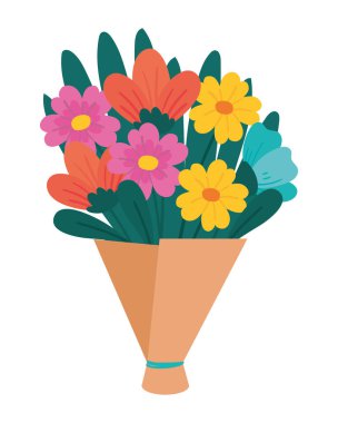 flowers bouquet nature spring vector icon