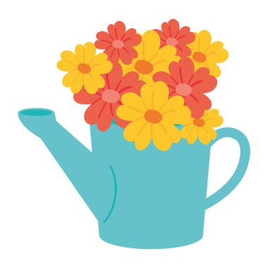 watering can with flowers spring icon