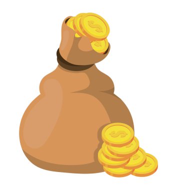 bag of money coins icon design